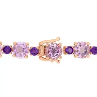 Genuine Purple Amethyst 18K Rose Gold Over Silver 7.25 Inch Tennis Bracelet