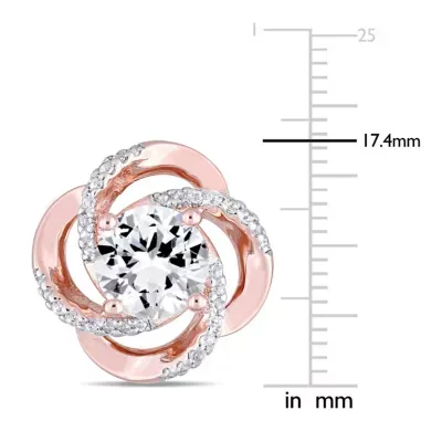 Genuine White Topaz 18K Rose Gold Over Silver 17.4mm Stud Earrings