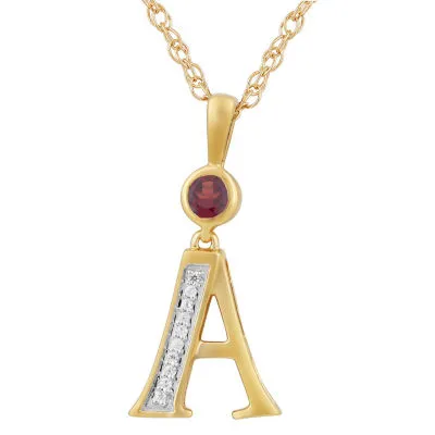 A Womens Genuine Red Garnet 14K Gold Over Silver Pendant Necklace