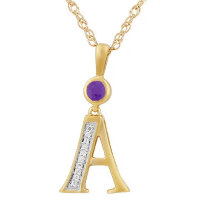 A Womens Genuine Purple Amethyst 14K Gold Over Silver Pendant Necklace