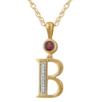 B Womens Genuine Red Garnet 14K Gold Over Silver Pendant Necklace