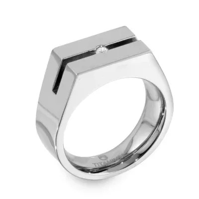 Mens Diamond Accent White Titanium Fashion Ring