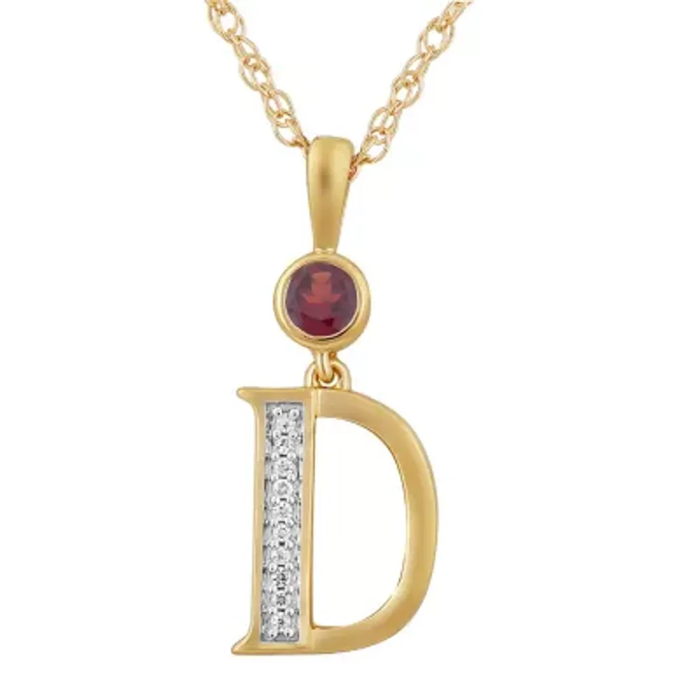 D Womens Genuine Red Garnet 14K Gold Over Silver Pendant Necklace