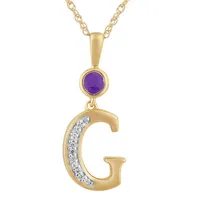 Womens Genuine Purple Amethyst 14K Gold Over Silver Pendant Necklace