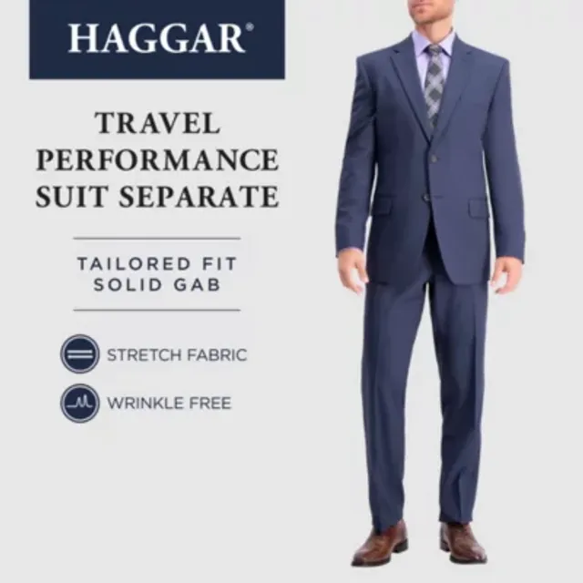  JM Haggar Mens 4-way Stretch Solid Gab Classic Fit Separate  Coat Business Suit Jacket