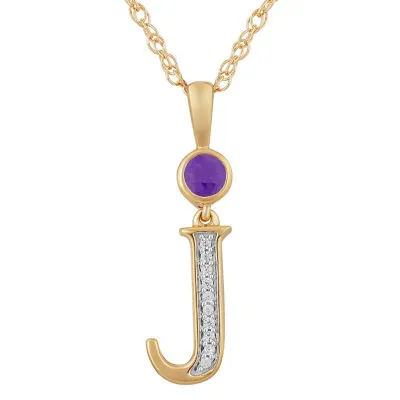 J Womens Genuine Purple Amethyst 14K Gold Over Silver Pendant Necklace