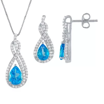 Genuine Blue Topaz Sterling Silver 2-pc. Jewelry Set