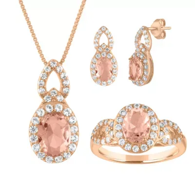 Womens 3-pc. Simulated Morganite 14K Rose Gold Over Silver Jewelry Set
