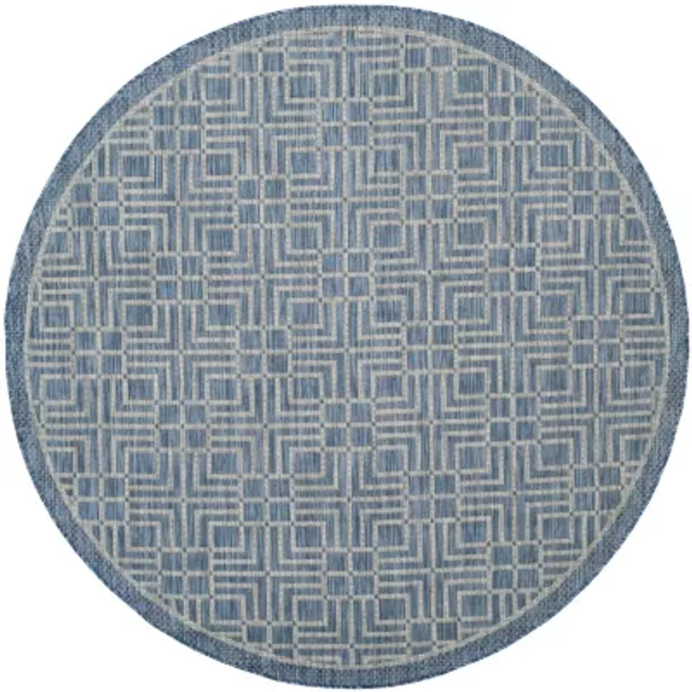 Safavieh Courtyard Collection Adelaide Geometric Indoor/Outdoor Round Area Rug