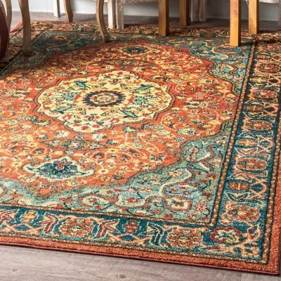 nuLoom Floral Medallion Pearlie Rectangular Rug