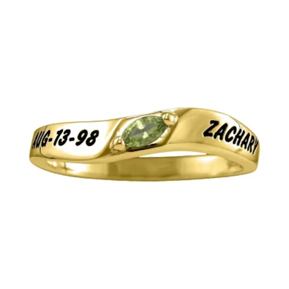 Personalized Womens Simulated Multi Color Stone 14K Gold Stackable Ring