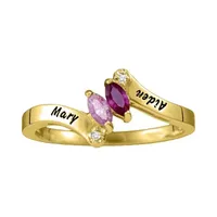 Womens Simulated Multi Color Stone 14K Gold Bypass  Cocktail Ring
