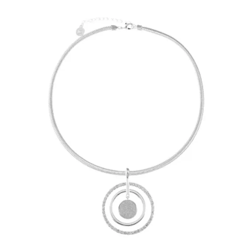 Liz Claiborne Silver Tone 17 Inch Omega Pendant Necklace