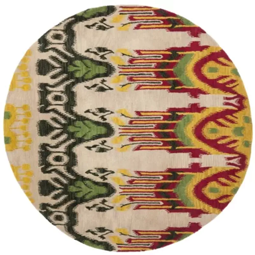 Safavieh Ikat Collection Euclid Geometric Round Area Rug