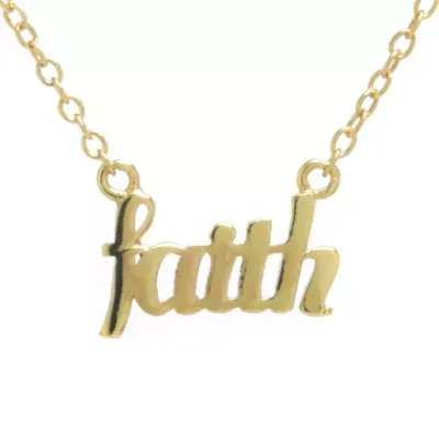 Silver Treasures Faith 24K Gold Over Silver 16 Inch Cable Pendant Necklace