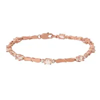 Womens Diamond Accent Genuine Champagne Morganite 10K Rose Gold Over Silver Tennis Bracelet