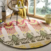 Safavieh Ikat Collection Euclid Geometric Round Area Rug