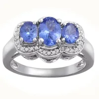 Womens 1/10 CT. T.W. Purple Tanzanite Sterling Silver 3-Stone Cocktail Ring