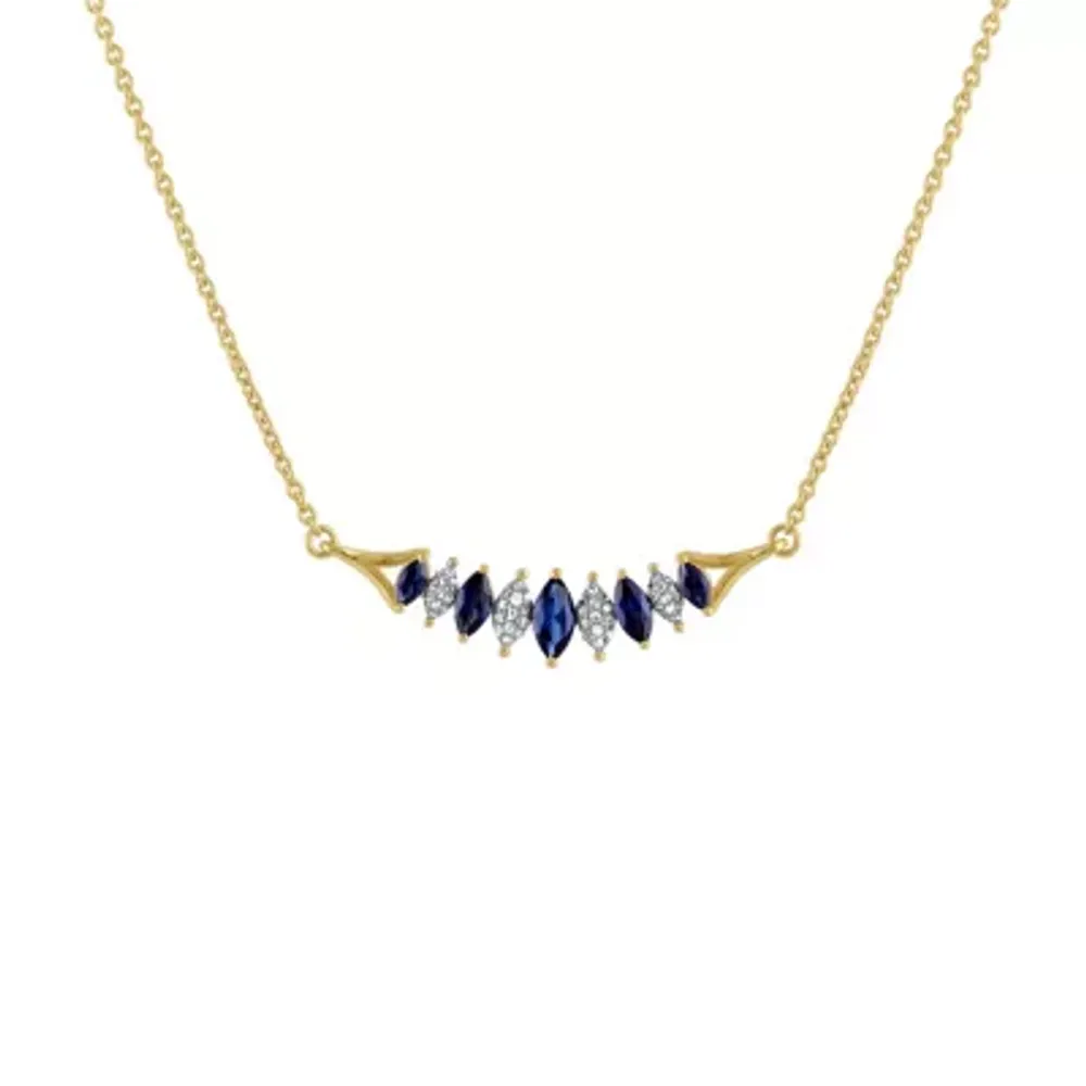 Womens 1/10 CT. T.W. Genuine Blue Sapphire 10K Gold Pendant Necklace