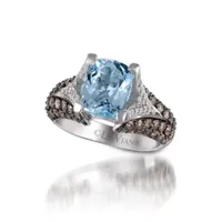 Le Vian® Grand Sample Sale™ Ring featuring Sea Blue Aquamarine® Chocolate Diamonds® & Vanilla Diamonds® set in 14K Vanilla Gold® - SIZE 7