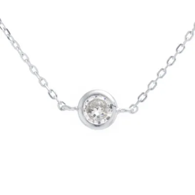 Silver Treasures Cubic Zirconia Sterling Silver 14 Inch Cable Round Choker Necklace