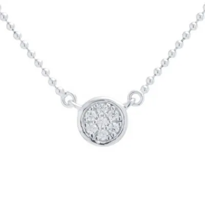 Silver Treasures Cubic Zirconia Sterling Silver 14 Inch Bead Round Choker Necklace