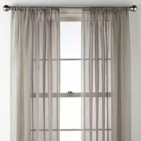 Home Expressions Crushed Voile Sheer Rod Pocket Single Curtain Panel