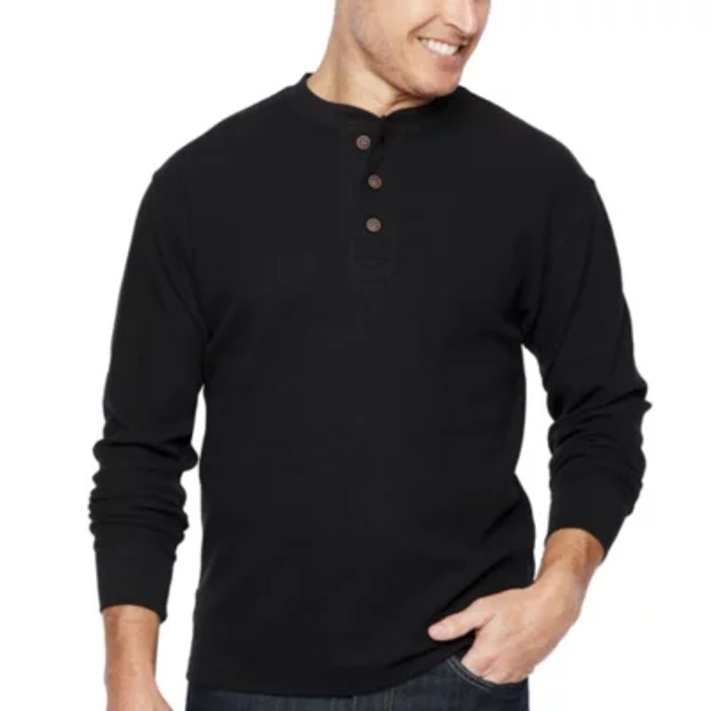 Smiths Workwear Mens Henley Neck Long Sleeve Relaxed Fit Thermal Top