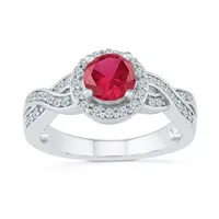 Womens / CT. T.W. Lab Created Red Ruby Sterling Silver Cocktail Ring