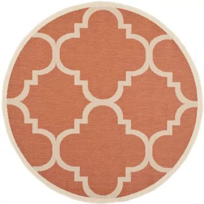 Safavieh Courtyard Collection Gina Geometric Indoor/Outdoor Round Area Rug