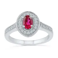 Womens / CT. T.W. Lab Created Red Ruby Sterling Silver Cocktail Ring