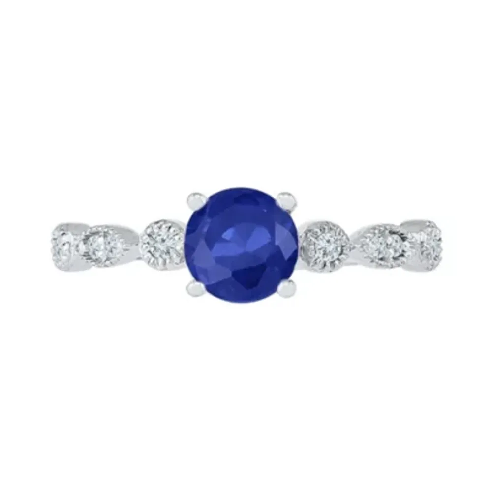 Womens Lab Created Blue Sapphire Sterling Silver Promise Ring