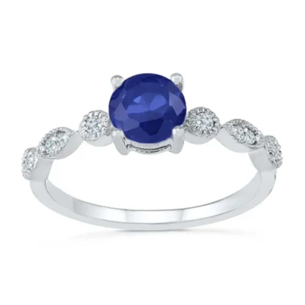Womens Lab Created Blue Sapphire Sterling Silver Promise Ring