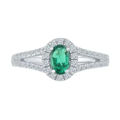 Womens Lab Created Green Emerald Sterling Silver Cocktail Ring