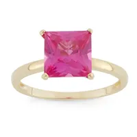 Womens Lab Created Sapphire 10K Gold Solitaire Cocktail Ring