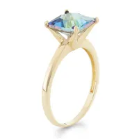 Womens Genuine Mystic Fire Topaz 10K Gold Solitaire Cocktail Ring