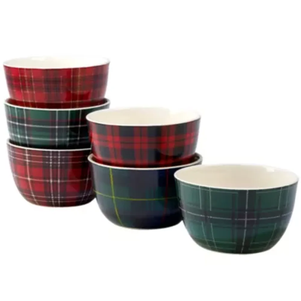 Certified International Christmas Plaid 6-pc. Ceramic Ice Cream Bowl