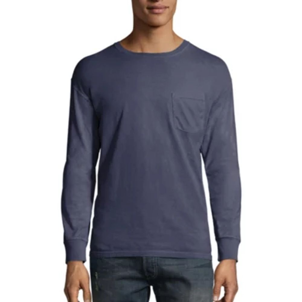 Hanes Men's ComfortWash Garment-Dyed Long Sleeve Tee with Pocket