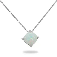 Womens Lab Created Opal Sterling Silver Pendant Necklace