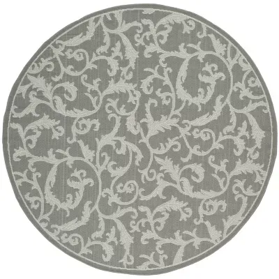 Safavieh Courtyard Collection Horatio Floral Indoor/Outdoor Round Area Rug