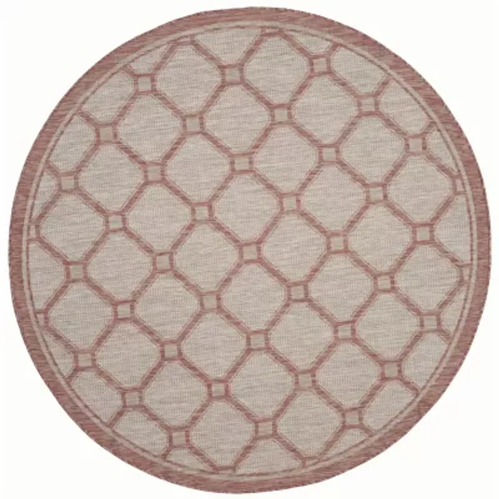 Safavieh Courtyard Collection Corrine Oriental Indoor/Outdoor Round Area Rug