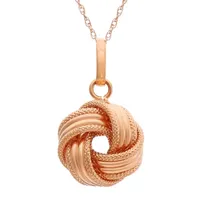 Made in Italy Womens 14K Rose Gold Knot Pendant Necklace