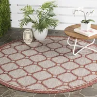 Safavieh Courtyard Collection Corrine Oriental Indoor/Outdoor Round Area Rug