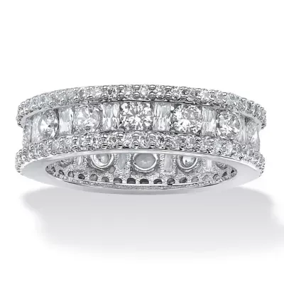 DiamonArt® 6MM 3 1/4 CT. T.W. White Cubic Zirconia Platinum Over Silver Rectangular Band
