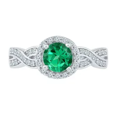 Womens / CT. T.W. Lab Created Green Emerald Sterling Silver Cocktail Ring