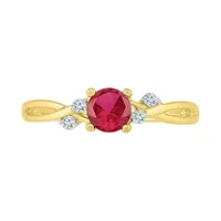 Womens Lab Created Red Ruby 10K Gold Cocktail Ring