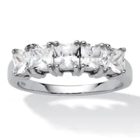 DiamonArt® 2MM / CT. T.W. White Cubic Zirconia Platinum Over Silver Square Band