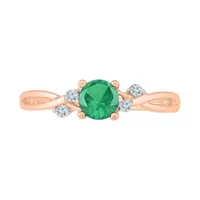 Womens Lab Created Green Emerald 10K Gold Cocktail Ring