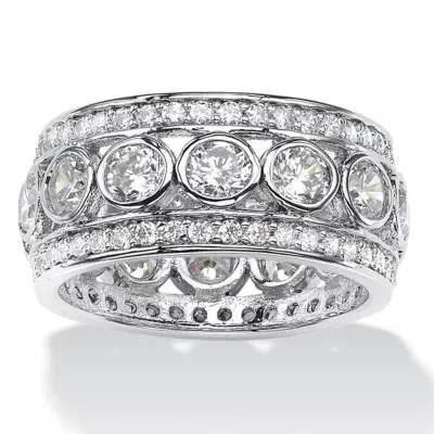 DiamonArt® 24MM 4 3/4 CT. T.W. White Cubic Zirconia Platinum Over Silver Round Band