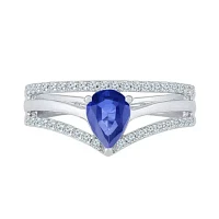 Womens Lab Created Blue Sapphire Sterling Silver Cocktail Ring